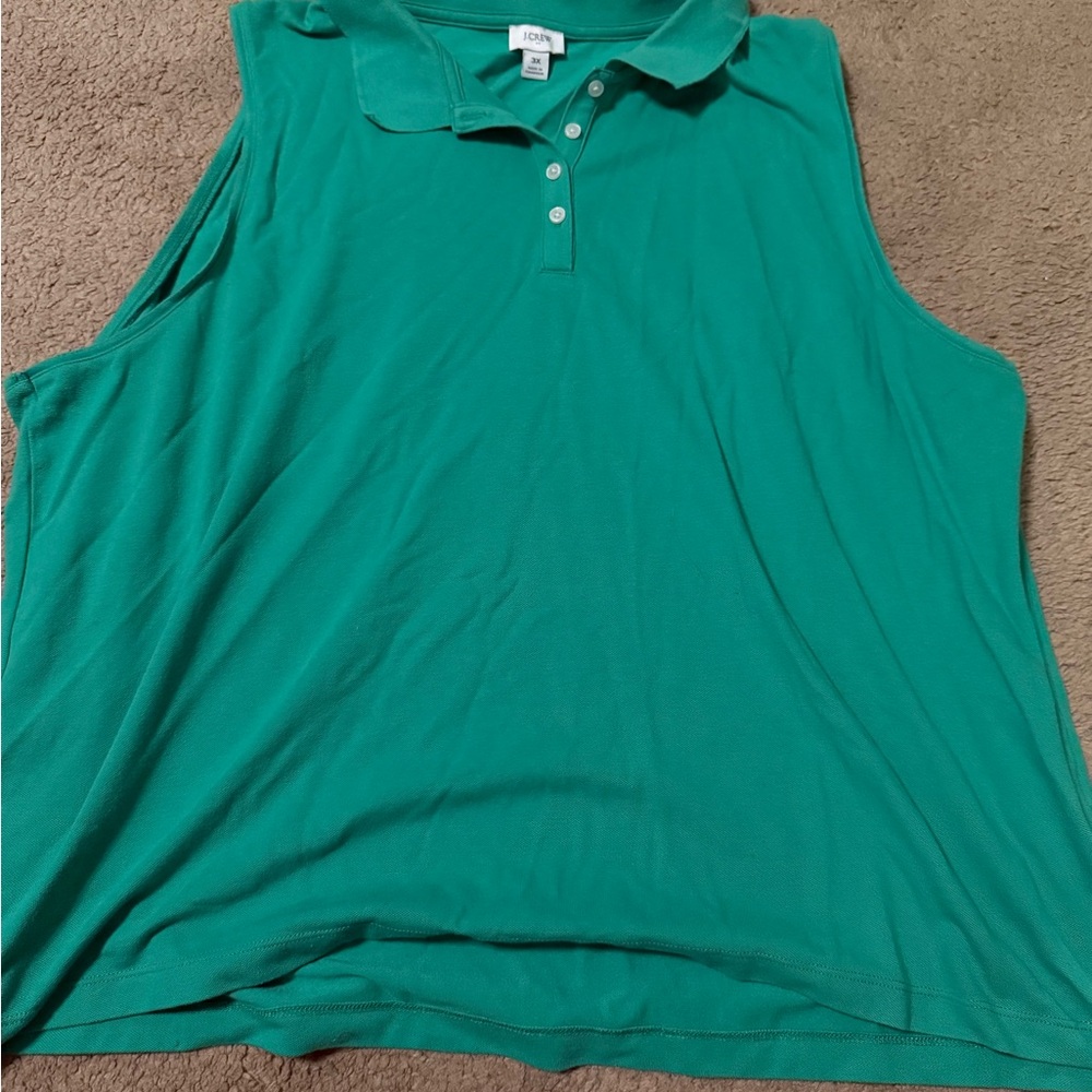 J. Crew Green Boxy Muscle Tee Polo